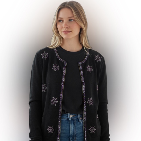 Joan Leslie Sweaters - 80’s Vintage Joan Leslie Snowflake Sequin Sweater